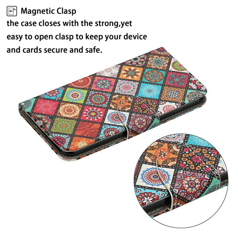 Flip Cover iPhone 12 Pro Max Patchwork Mandalaer Med Snor