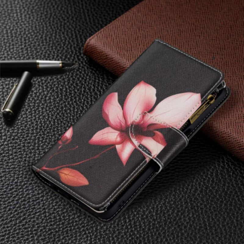 Flip Cover Oppo A54 5G / A74 5G Blomsterlomme Med Lynlås