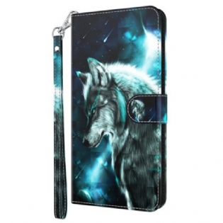 Flip Cover Oppo A54 5G / A74 5G Med Snor Lanyard Wolf