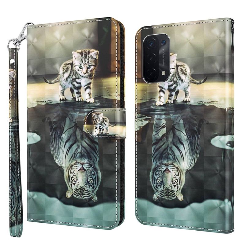 Flip Cover Oppo A54 5G / A74 5G Med Snor Strappy Kitten Dream