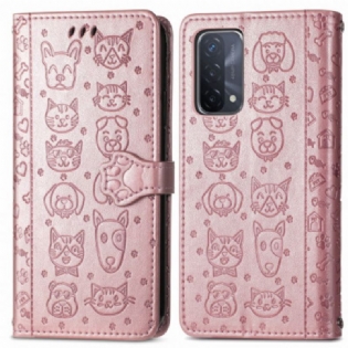 Læder Cover Oppo A54 5G / A74 5G Animerede Dyr