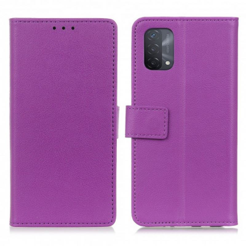 Læder Cover Oppo A54 5G / A74 5G Enkel Skinnende Lædereffekt