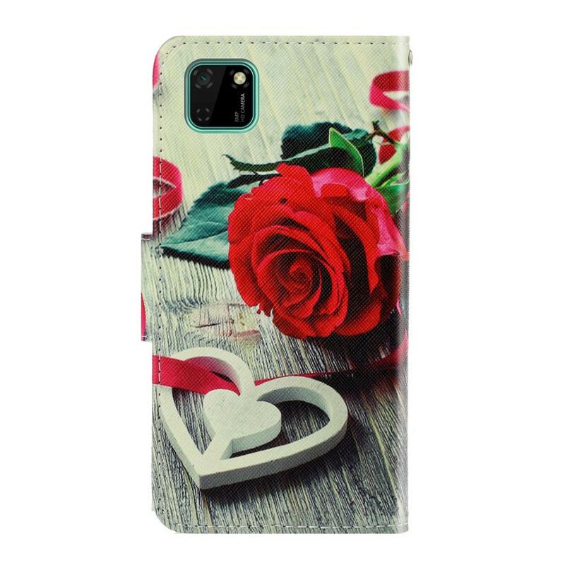 Flip Cover Huawei Y5p Med Snor Romantisk Rose Med Rem