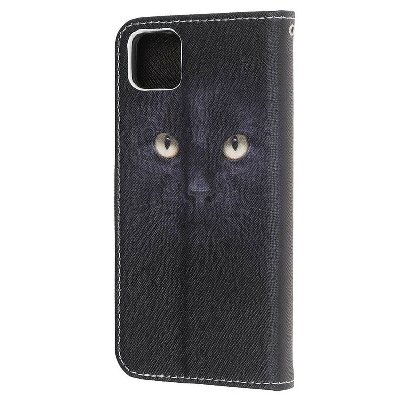 Flip Cover Huawei Y5p Med Snor Strappy Black Cat Eyes