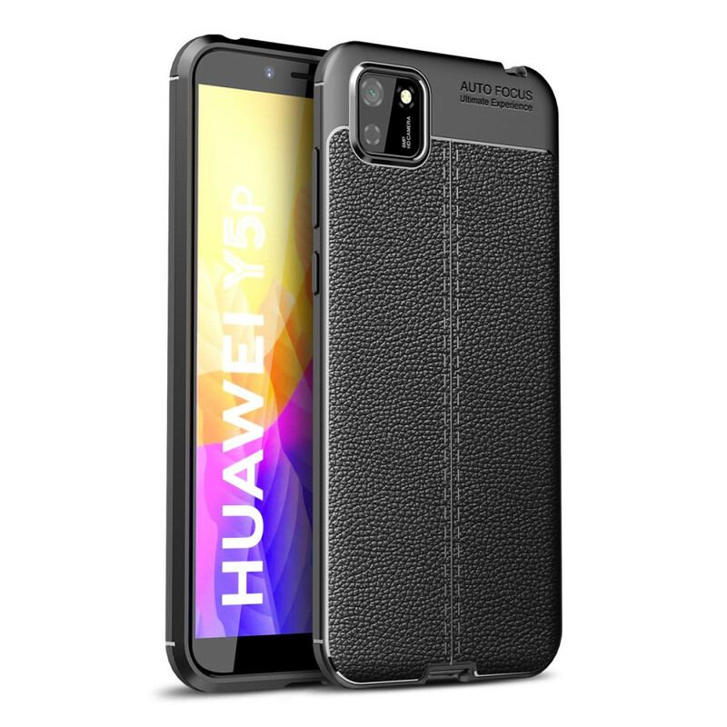 Mobilcover Huawei Y5p Lædereffekt Litchi Dobbelt Linje