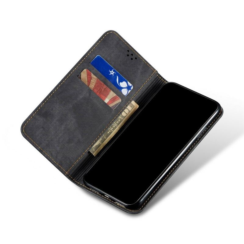 Cover OnePlus Nord Flip Cover Tekstur På Jeans I Imiteret Læder