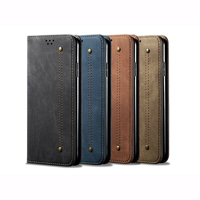 Cover OnePlus Nord Flip Cover Tekstur På Jeans I Imiteret Læder