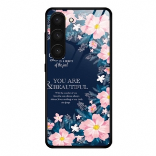 Cover Samsung Galaxy S24 Plus 5g Lyserøde Blomster Af Hærdet Glas