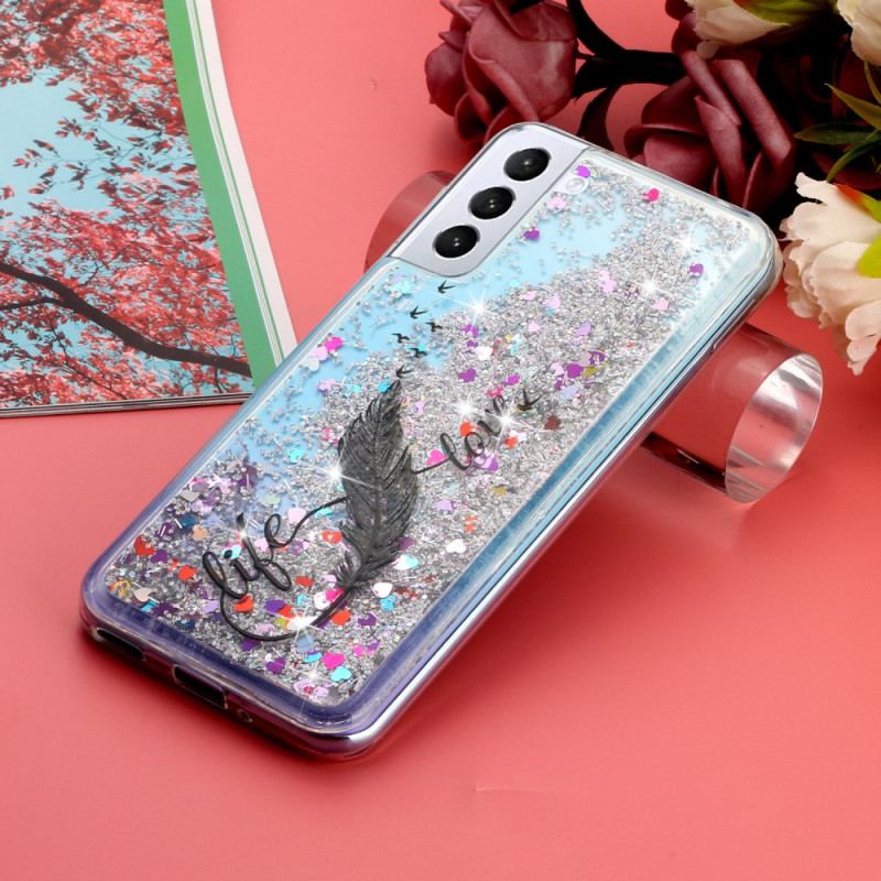 Cover Samsung Galaxy S24 Plus 5g Telefon Etui Flydende Glitter Og Fjer