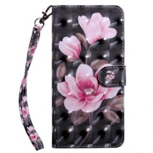 Flip Cover Samsung Galaxy S24 Plus 5g Lyserøde Blomster Med Rem