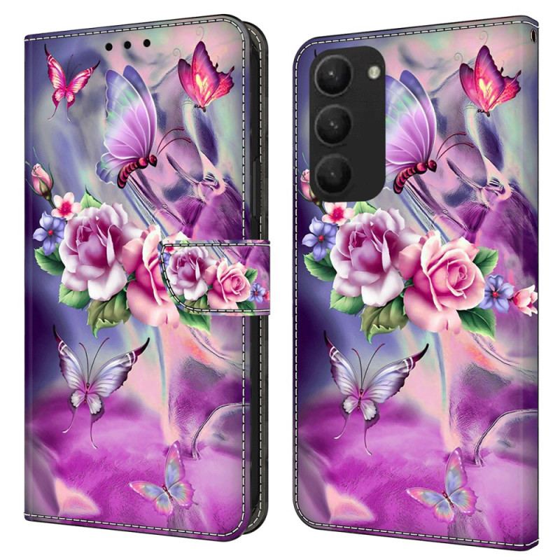 Flip Cover Samsung Galaxy S24 Plus 5g Sommerfugle Og Blomster