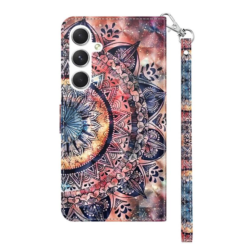 Flip Cover Til Samsung Galaxy S24 Plus 5g Mandala Røde Toner Med Rem