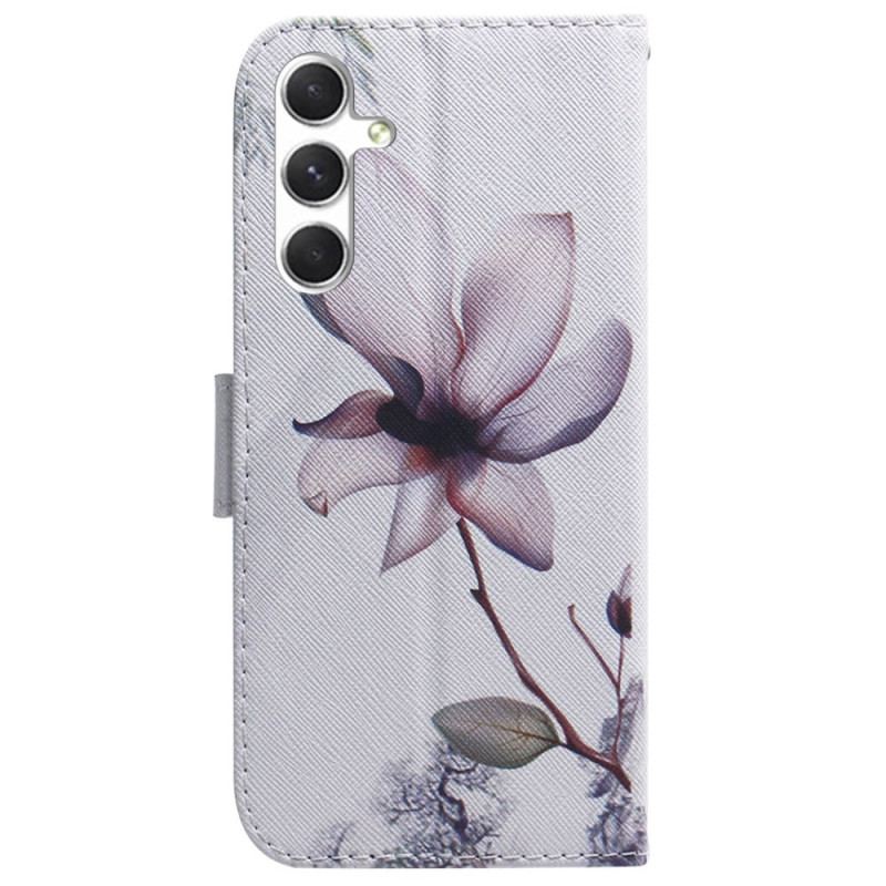 Læder Cover Samsung Galaxy S24 Plus 5g Lyserød Blomst