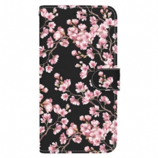 Læder Cover Samsung Galaxy S24 Plus 5g Omspændte Blommeblomster