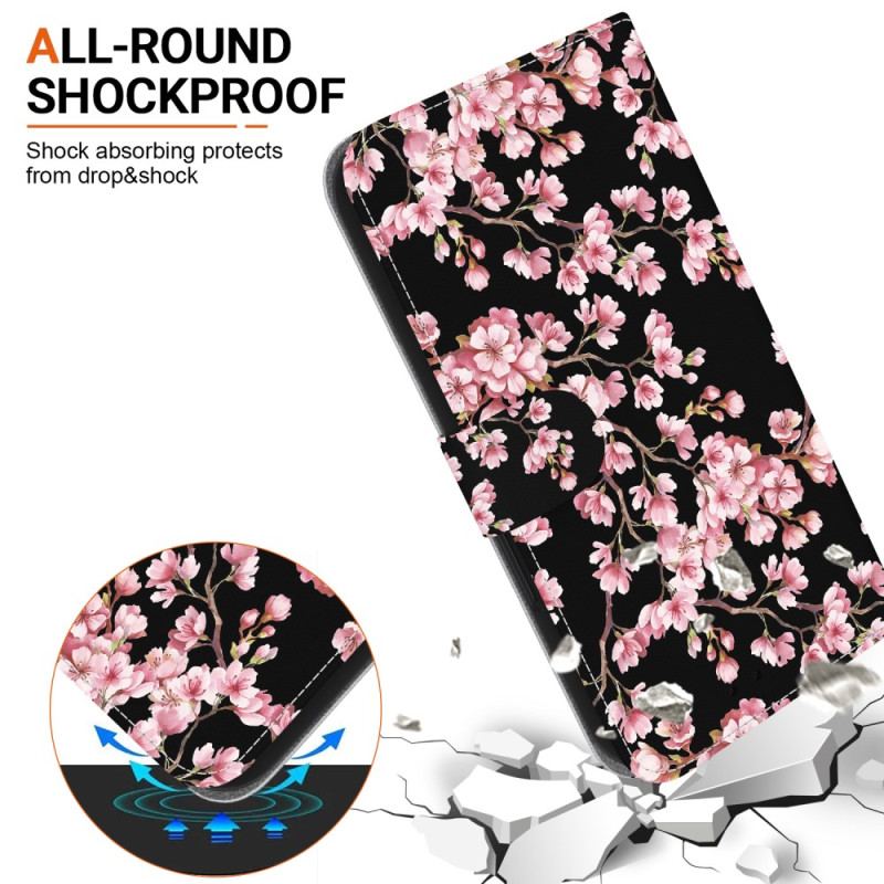 Læder Cover Samsung Galaxy S24 Plus 5g Omspændte Blommeblomster