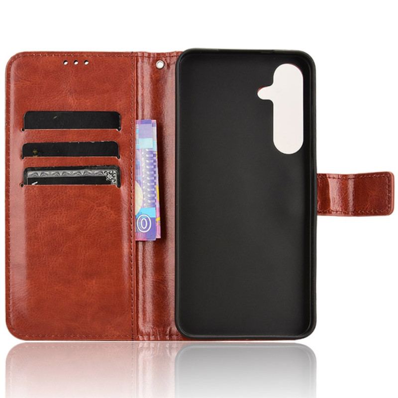 Læder Cover Samsung Galaxy S24 Plus 5g Telefon Etui Retro Kunstlæder Med Rem