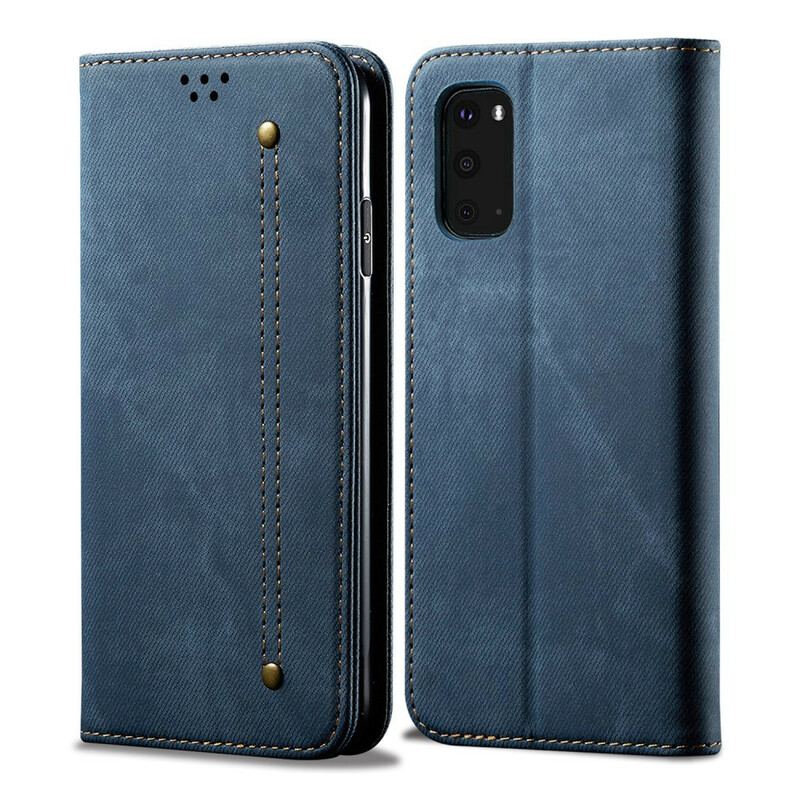 Cover Samsung Galaxy S20 Flip Cover Denim Stof