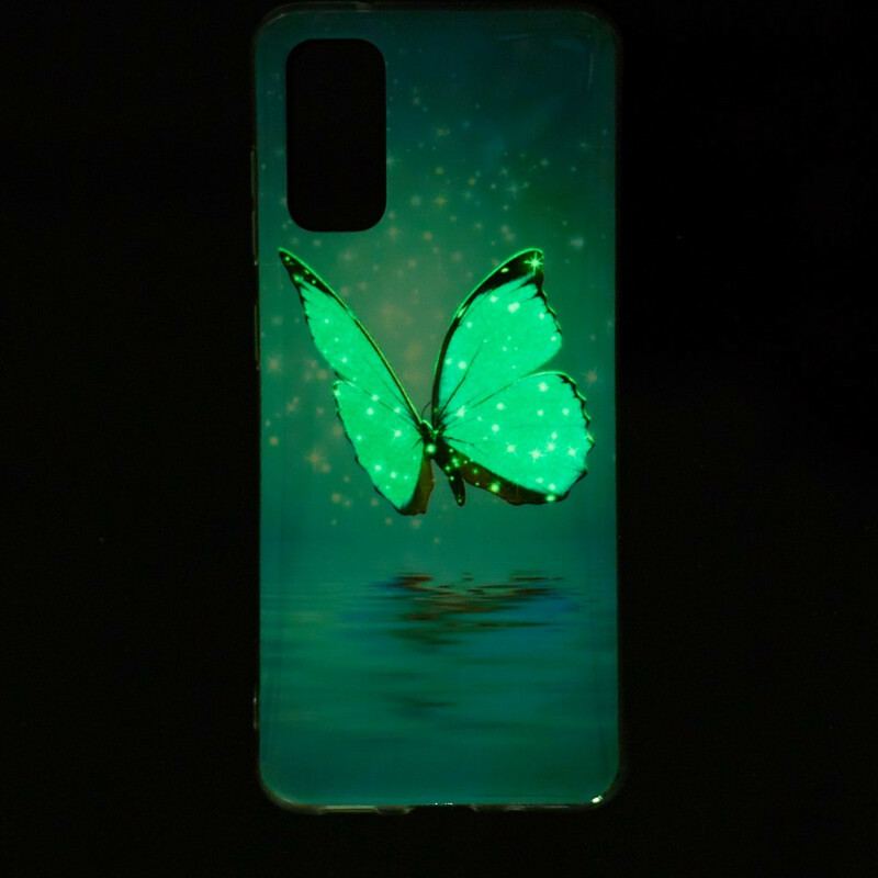 Cover Samsung Galaxy S20 Fluorescerende Blå Sommerfugl