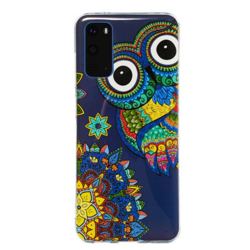 Cover Samsung Galaxy S20 Fluorescerende Ugle Mandala