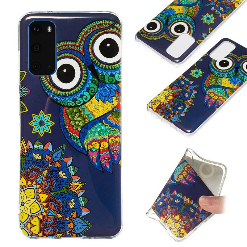 Cover Samsung Galaxy S20 Fluorescerende Ugle Mandala