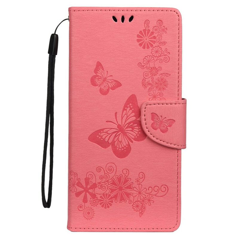 Flip Cover Samsung Galaxy S20 Kun Sommerfugle Med Snor