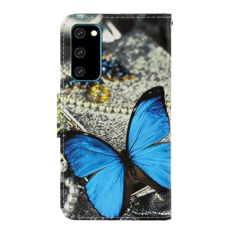 Flip Cover Samsung Galaxy S20 Med Snor Variationer Af Sommerfuglesrem