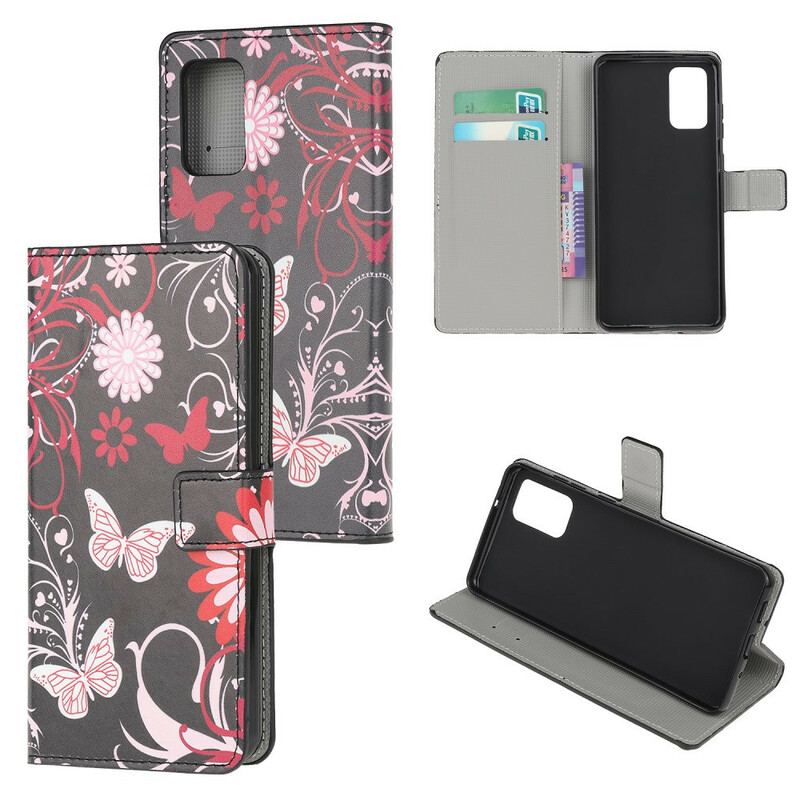 Flip Cover Samsung Galaxy S20 Sommerfugle Og Blomster