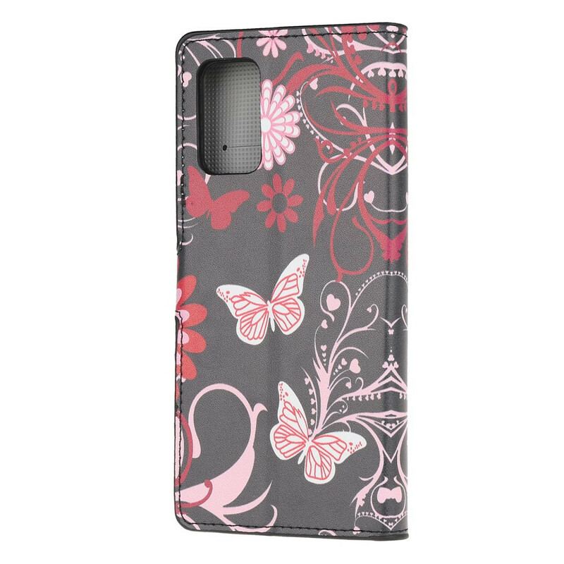 Flip Cover Samsung Galaxy S20 Sommerfugle Og Blomster