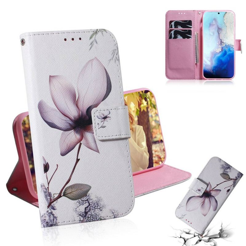 Læder Cover Samsung Galaxy S20 Blomst Støvet Pink
