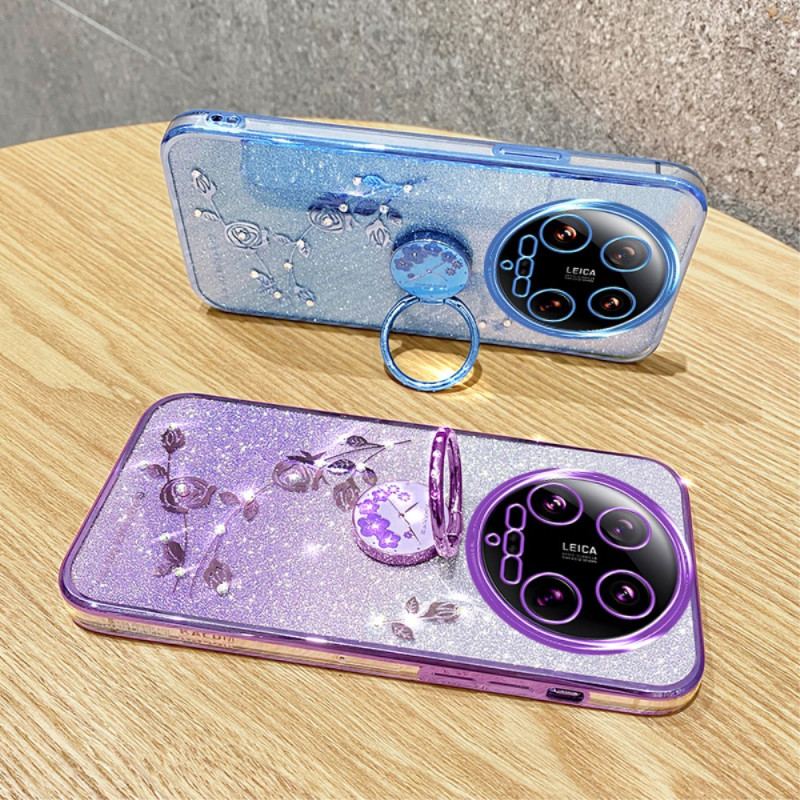 Cover Xiaomi 14 Ultra Glitter Og Blomster Kadem Support