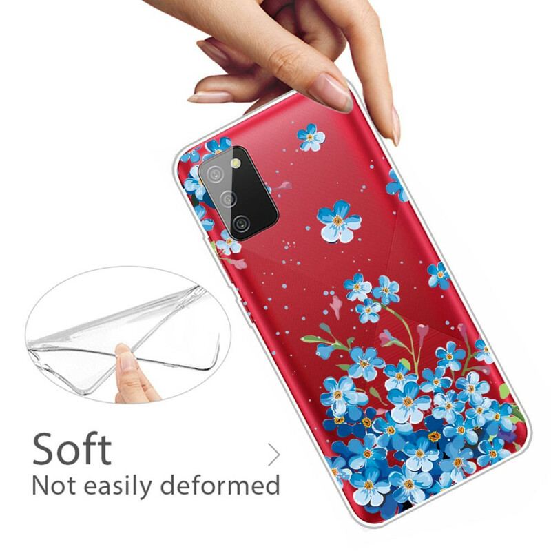 Cover Samsung Galaxy A02s Blå Blomster