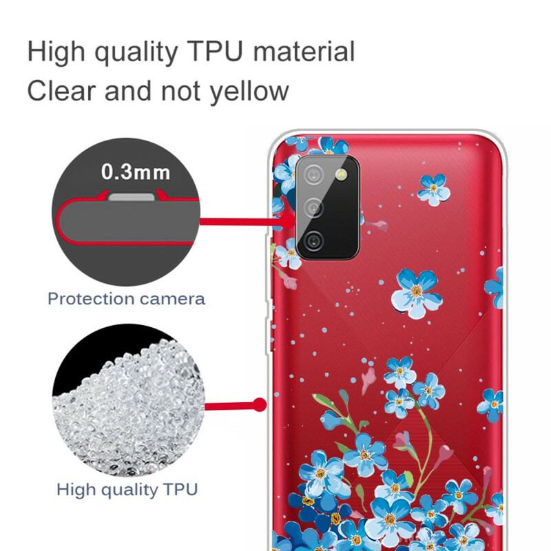 Cover Samsung Galaxy A02s Blå Blomster