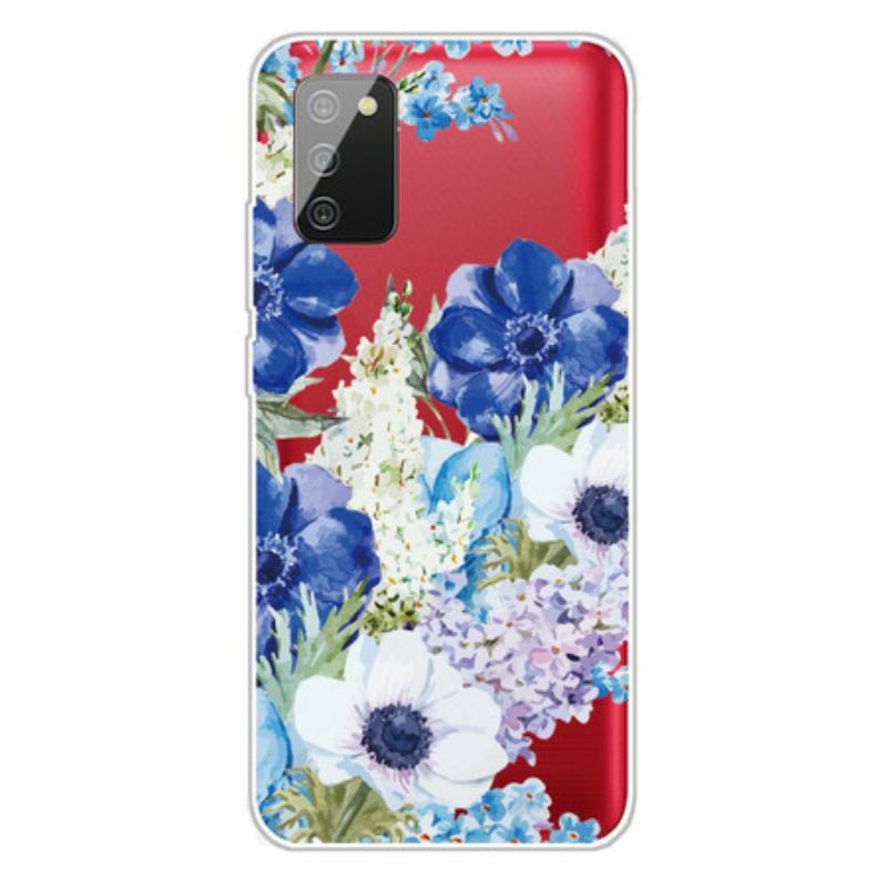 Cover Samsung Galaxy A02s Sømløs Akvarel Blå Blomster