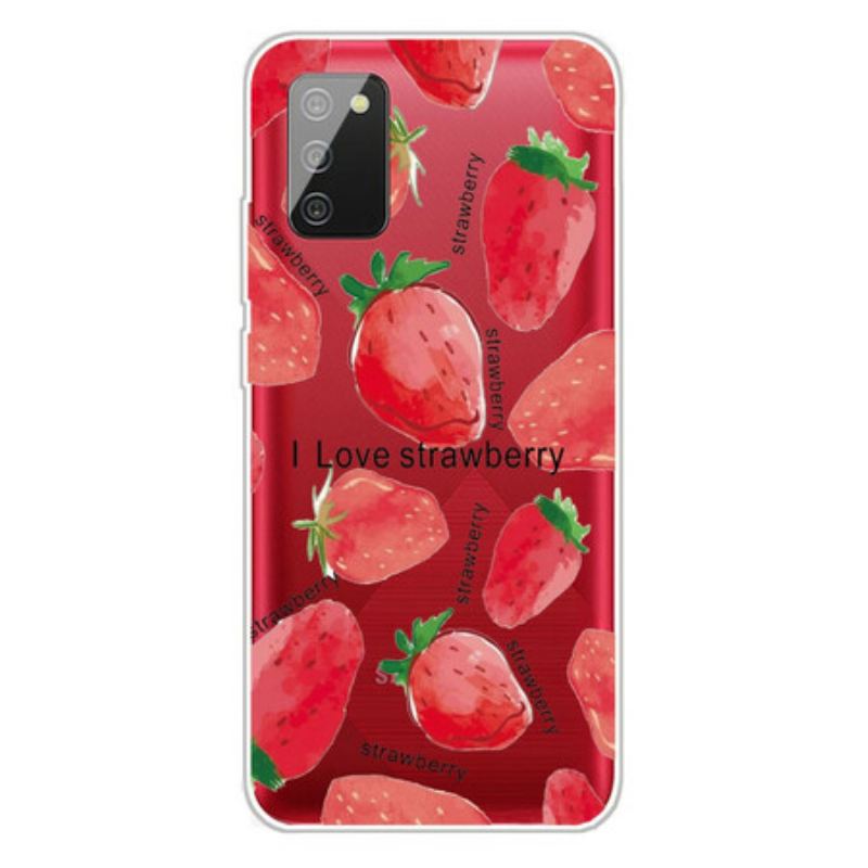 Cover Samsung Galaxy A02s Strawberries / Jeg Elsker Jordbær