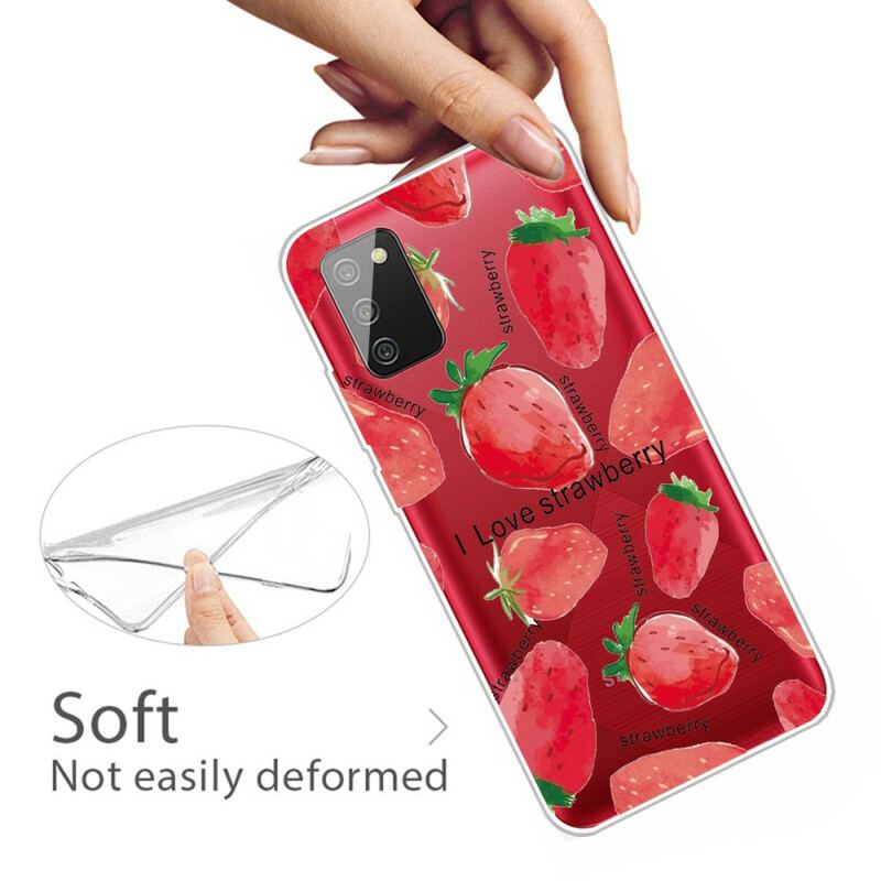 Cover Samsung Galaxy A02s Strawberries / Jeg Elsker Jordbær