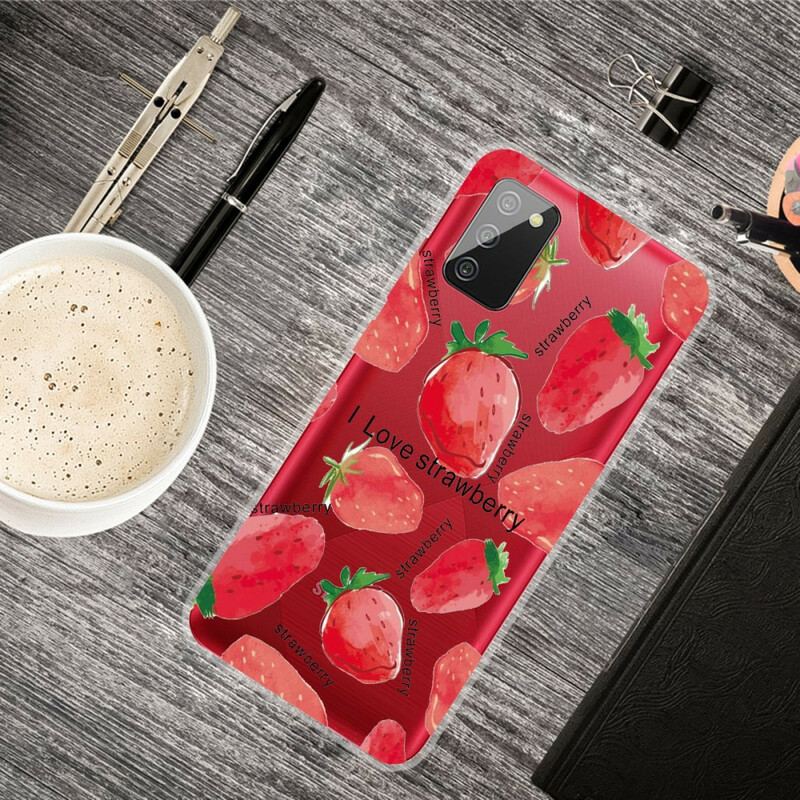 Cover Samsung Galaxy A02s Strawberries / Jeg Elsker Jordbær