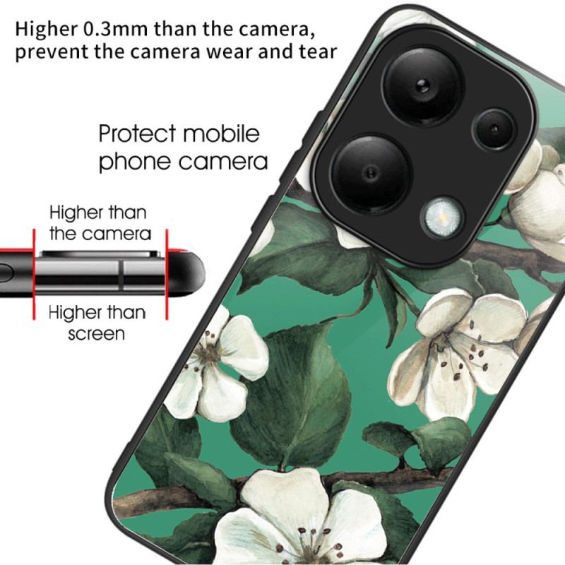 Cover Xiaomi Redmi Note 13 Pro 4g Hvide Blomster Af Hærdet Glas