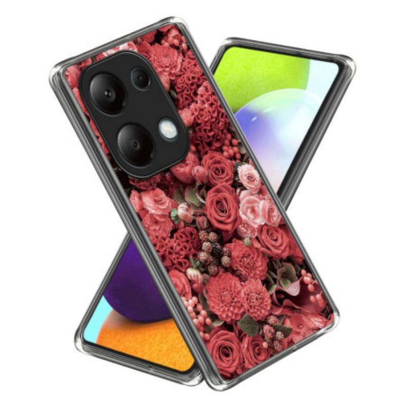 Cover Xiaomi Redmi Note 13 Pro 4g Røde Og Lyserøde Blomster