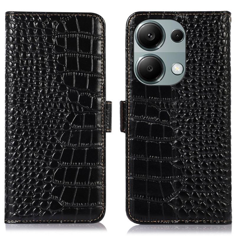 Flip Cover Til Xiaomi Redmi Note 13 Pro 4g Crocodile Design Rfid Blocking Technology