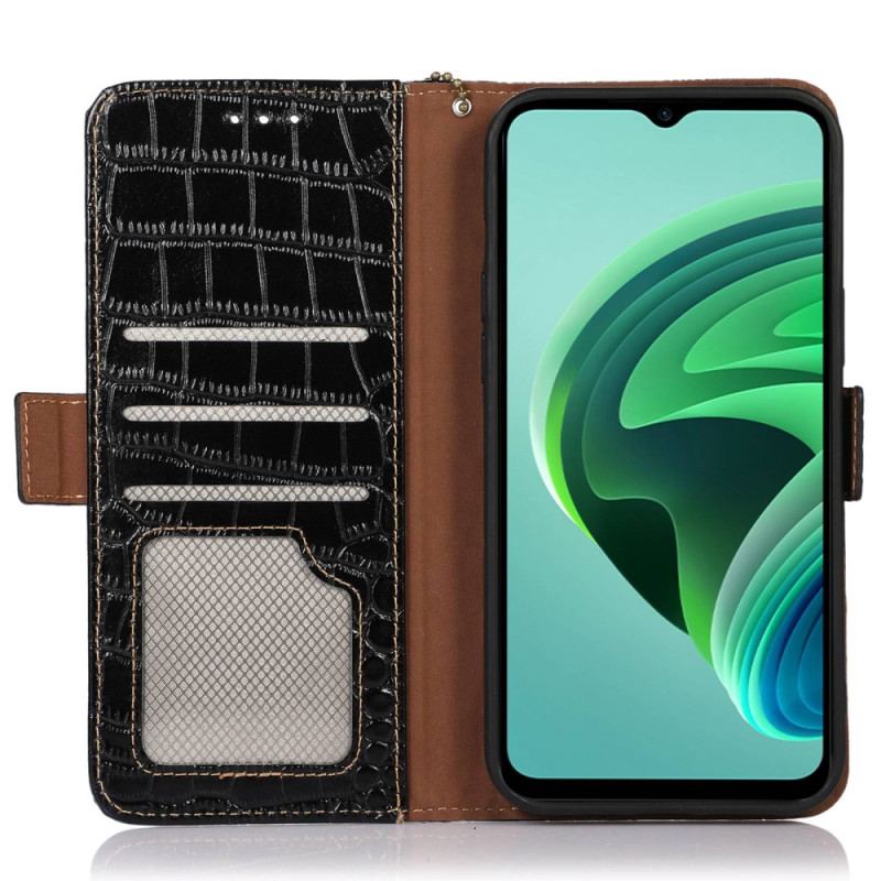 Flip Cover Til Xiaomi Redmi Note 13 Pro 4g Crocodile Design Rfid Blocking Technology