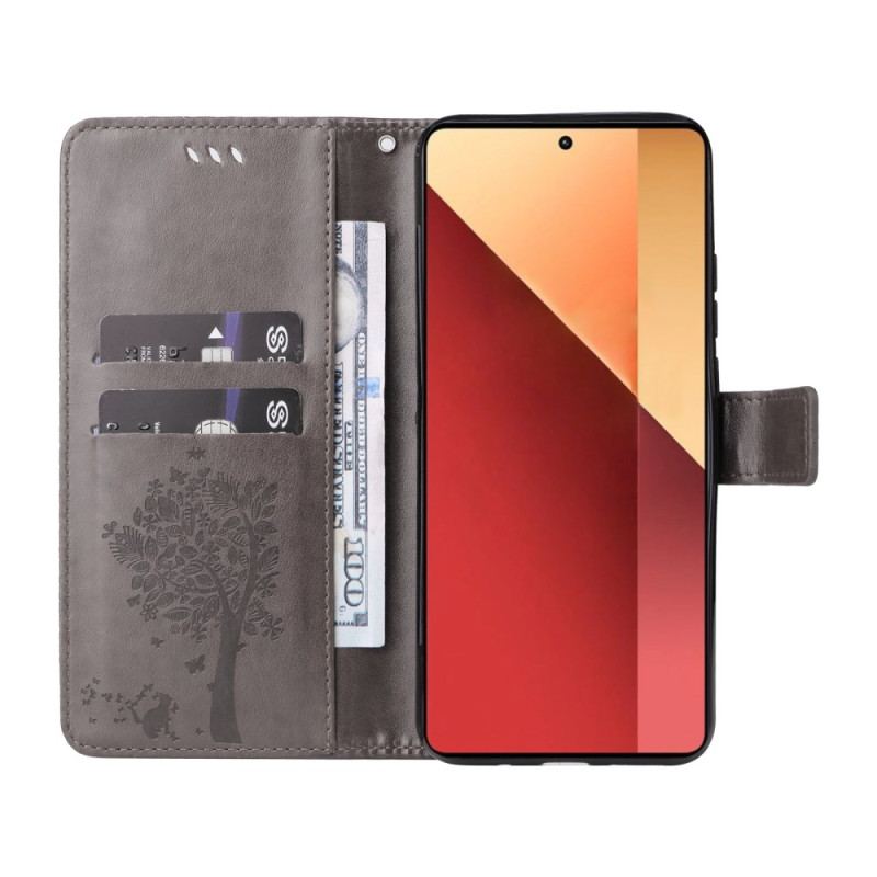 Flip Cover Til Xiaomi Redmi Note 13 Pro 4g Træ Og Kat