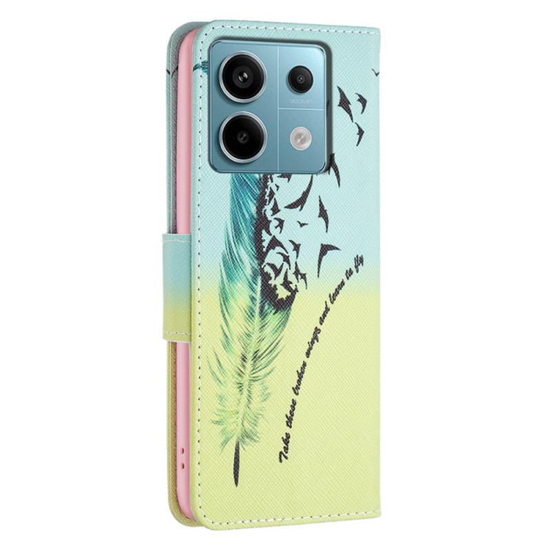 Flip Cover Xiaomi Redmi Note 13 Pro 4g Fjer Og Fugle