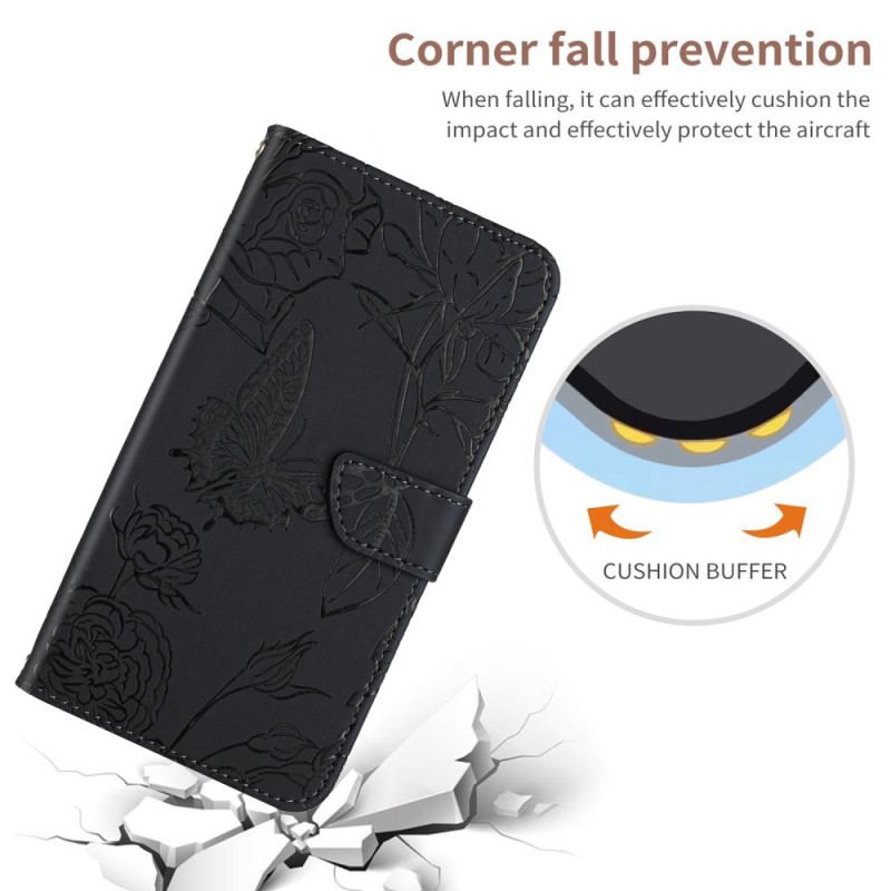 Flip Cover Xiaomi Redmi Note 13 Pro 4g Sommerfugleprint Med Skulderrem