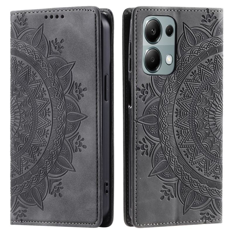 Læder Cover Xiaomi Redmi Note 13 Pro 4g Telefon Etui Mandala Ruskindseffekt