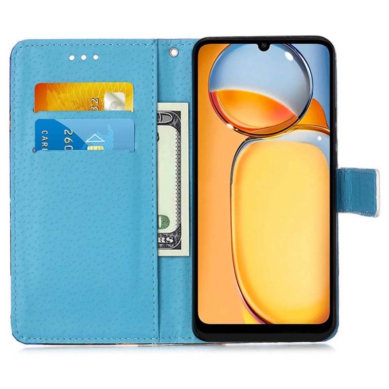 Læder Cover Xiaomi Redmi Note 13 Pro 4g Telefon Etui Sommerfugle Og Hjerter Med Rem