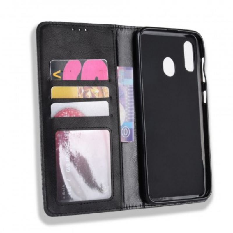 Cover Samsung Galaxy A40 Flip Cover Stiliseret Vintage Lædereffekt