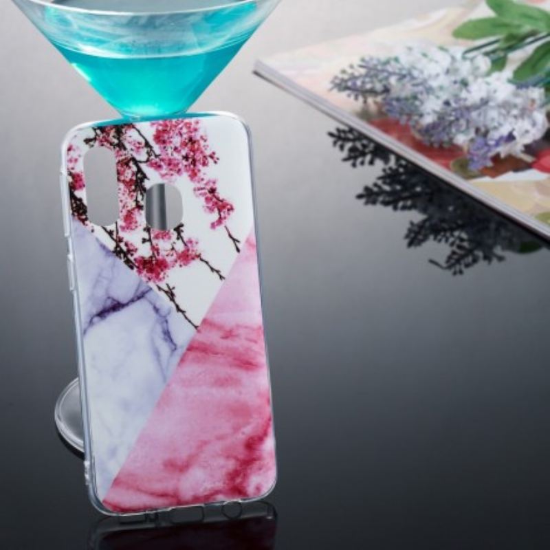 Cover Samsung Galaxy A40 Marmoreret Blommeblomst