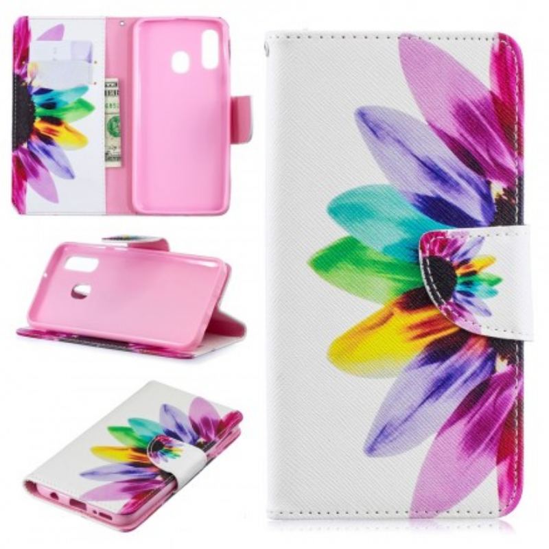 Flip Cover Samsung Galaxy A40 Akvarel Blomst