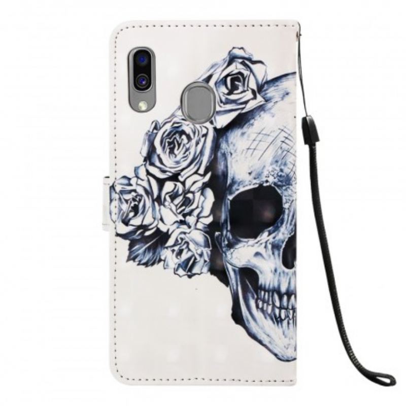 Flip Cover Samsung Galaxy A40 Blomstrende Kranie