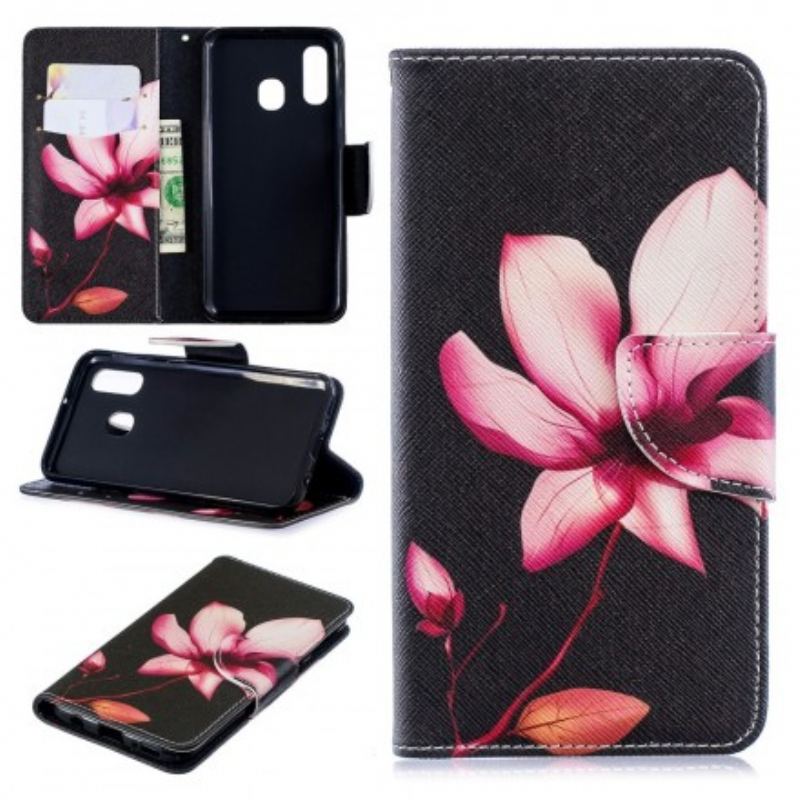 Flip Cover Samsung Galaxy A40 Lyserød Blomst